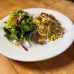 Spicy Corn Carbonara Pasta with Everyday Italian Salad